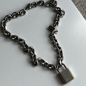 Repurposed Prada lock necklace